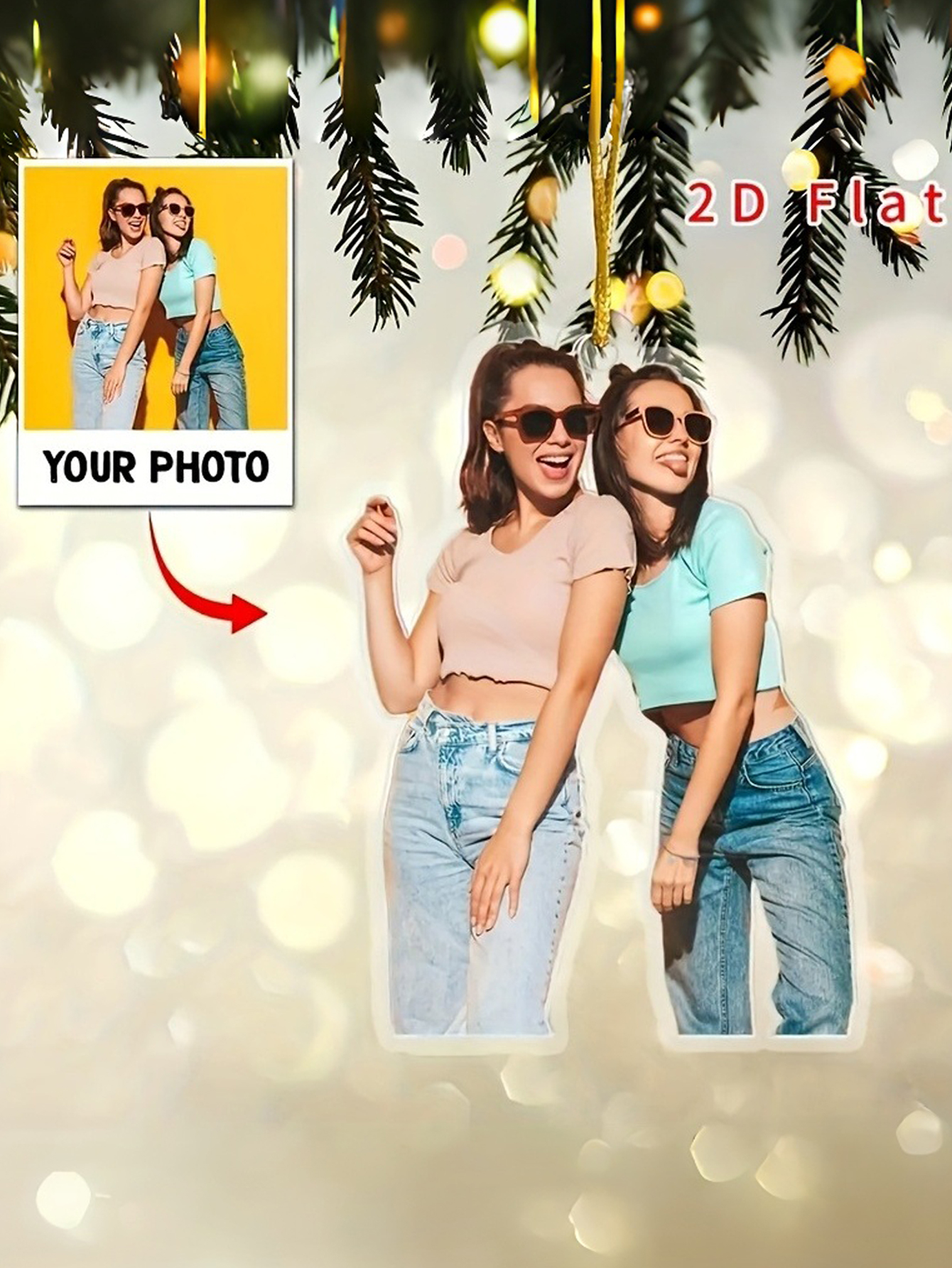 Custom 2D Photo Keychain (1 Piece), Unisex Acrylic Key Ring — Personalized for Couples/Friends/Pets